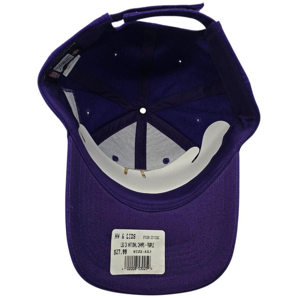 LSU 3-Time National Champions Adjustable Purple Baseball Cap Vintage Look - Picture 8 of 14